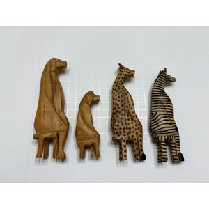Hand carved Wood Sculpture Animals‎ Sitting In Chairs African Figurines